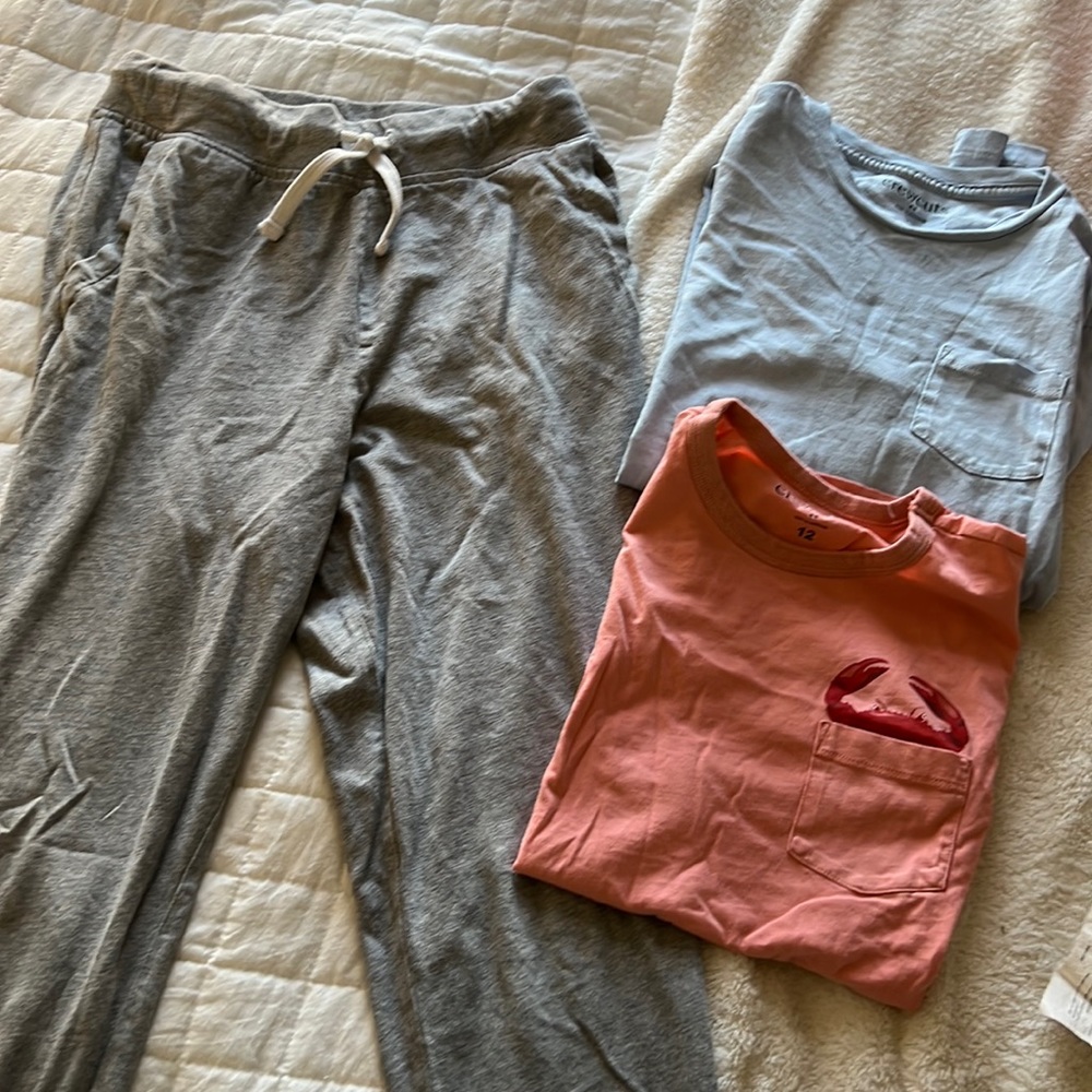 Crewcuts joggers and two shirts